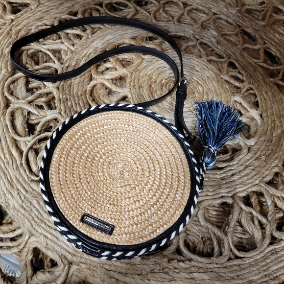 Rebecca Minkoff Straw Circle Cross Body Blue Multi Color Bag - Picture 4 of 16